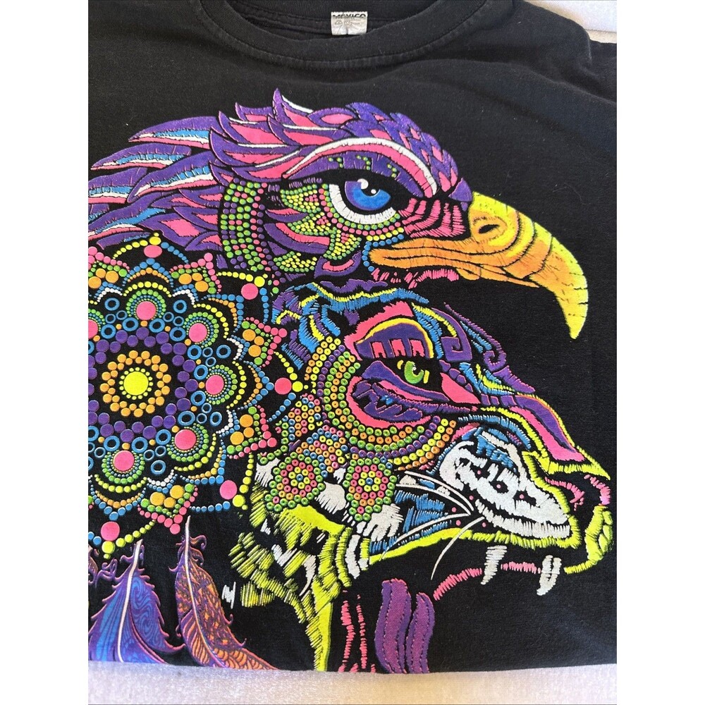 Mexico Agua Azul Colorful Double Sided Graphic Tee Adult Size Medium Black Shirt